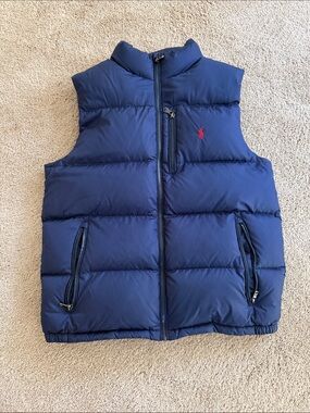 Ralph Lauren Navy Quilted Puffer Vest with Red Pony